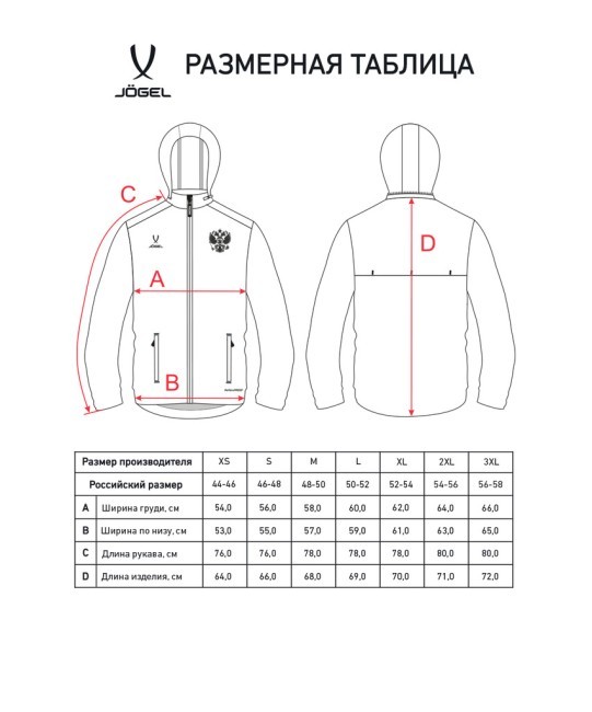 Куртка ветрозащитная JÖGEL NATIONAL PerFormPROOF Rain Jacket, красный (2110450)