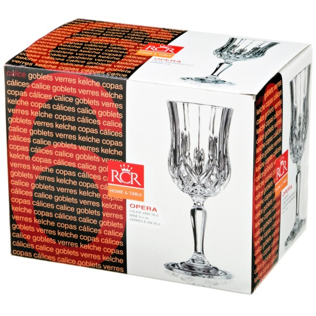 Набор бокалов для вина из 6 шт. "опера" 160 мл. высота=17 см. RCR (305-082)