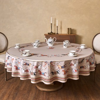 Скатерть круглая "passage" 220см ,капучино,100%хлопок,твил,пропитка Lefard (850-760-26)