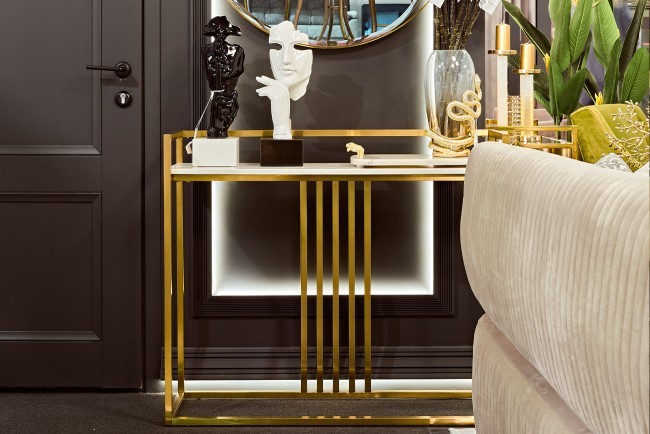 Консоль Misty Nuova иск.мрам/мат.зол 100*30*85см (TT-00008823)