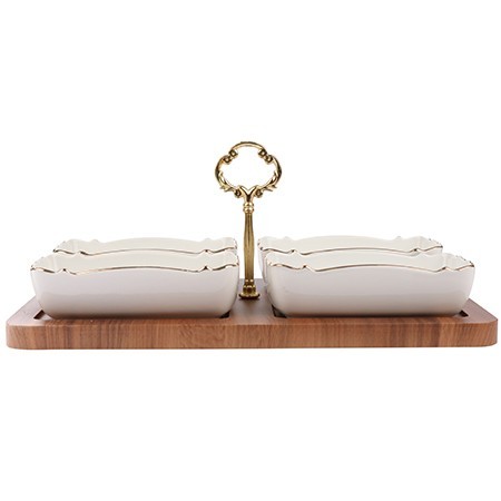 Менажница на подставке 4 блюда 6пр керамика LR (90034-325) Менажница на подставке 4 блюда 6пр керамика LR (90034-325)