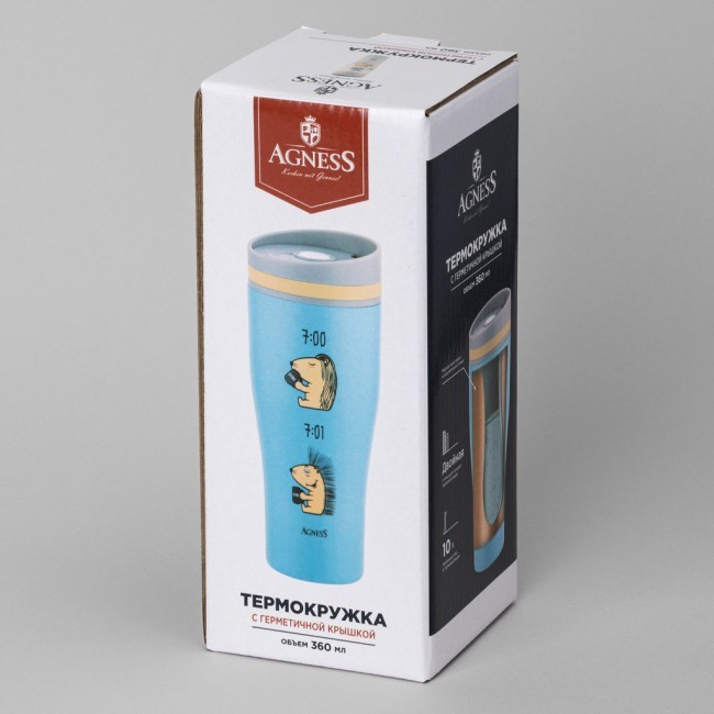 Термокружка agness "ёж" 360мл, колба нерж.сталь 18/10 Agness (709-117) Термокружка agness "ёж" 360мл, колба нерж.сталь 18/10 Agness (709-117)