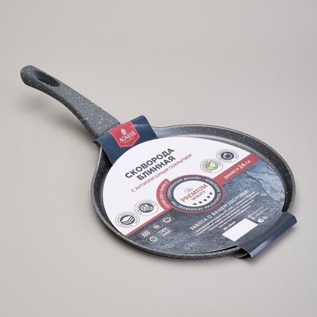 Сковорода блинная agness с антипригарным покрытием, 24х2см, индукционное дно Agness (932-521) Сковорода блинная agness с антипригарным покрытием, 24х2см, индукционное дно Agness (932-521)