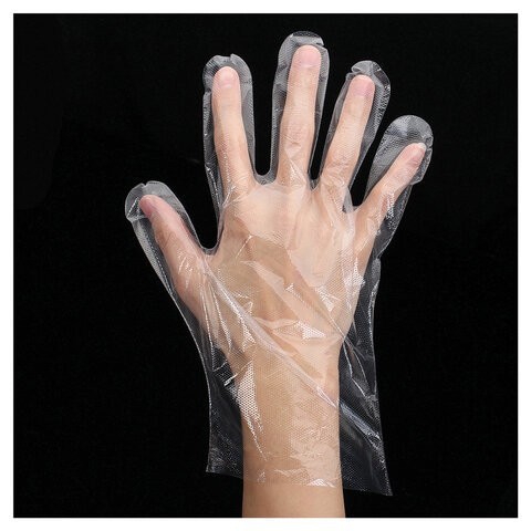 Перчатки полиэтиленовые одноразовые 50 пар (100шт), размер М (средний), 6 мкм (67133)