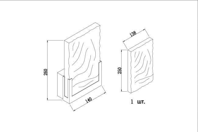 Бра золото, стекло прозрач. 14*h27см (TT-00010101)