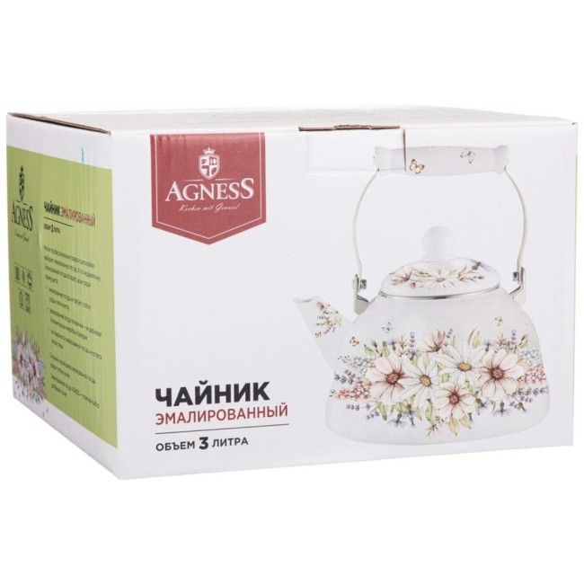 Чайник agness  эмалированный, серия "дворцовый парк"3 л Agness (934-432) Чайник agness  эмалированный, серия "дворцовый парк"3 л Agness (934-432)