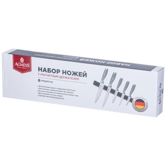 Набор ножей agness 6 пр.с магнитным держателем и ручкой из нерж.стали Agness (911-766) Набор ножей agness 6 пр.с магнитным держателем и ручкой из нерж.стали Agness (911-766)