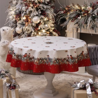 Скатерть круглая "морозко . снегири"150см ,красный, 100% хлопок ,твил с пропиткой Lefard (850-745-23) Скатерть круглая "морозко . снегири"150см ,красный, 100% хлопок ,твил с пропиткой Lefard (850-745-23)