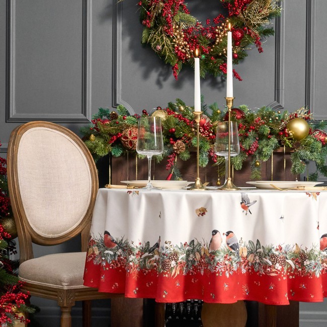 Скатерть круглая "морозко . снегири"150см ,красный, 100% хлопок ,твил с пропиткой Lefard (850-745-23) Скатерть круглая "морозко . снегири"150см ,красный, 100% хлопок ,твил с пропиткой Lefard (850-745-23)