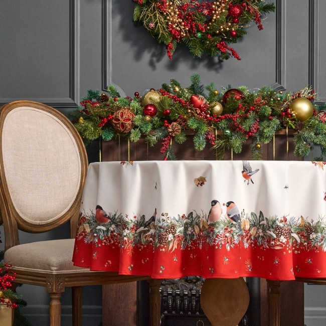 Скатерть круглая "морозко . снегири"150см ,красный, 100% хлопок ,твил с пропиткой Lefard (850-745-23) Скатерть круглая "морозко . снегири"150см ,красный, 100% хлопок ,твил с пропиткой Lefard (850-745-23)