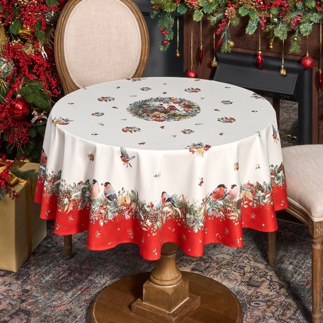 Скатерть круглая "морозко . снегири"150см ,красный, 100% хлопок ,твил с пропиткой Lefard (850-745-23) Скатерть круглая "морозко . снегири"150см ,красный, 100% хлопок ,твил с пропиткой Lefard (850-745-23)