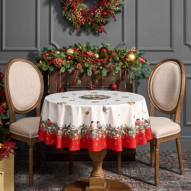 Скатерть круглая "морозко . снегири"150см ,красный, 100% хлопок ,твил с пропиткой Lefard (850-745-23) Скатерть круглая "морозко . снегири"150см ,красный, 100% хлопок ,твил с пропиткой Lefard (850-745-23)
