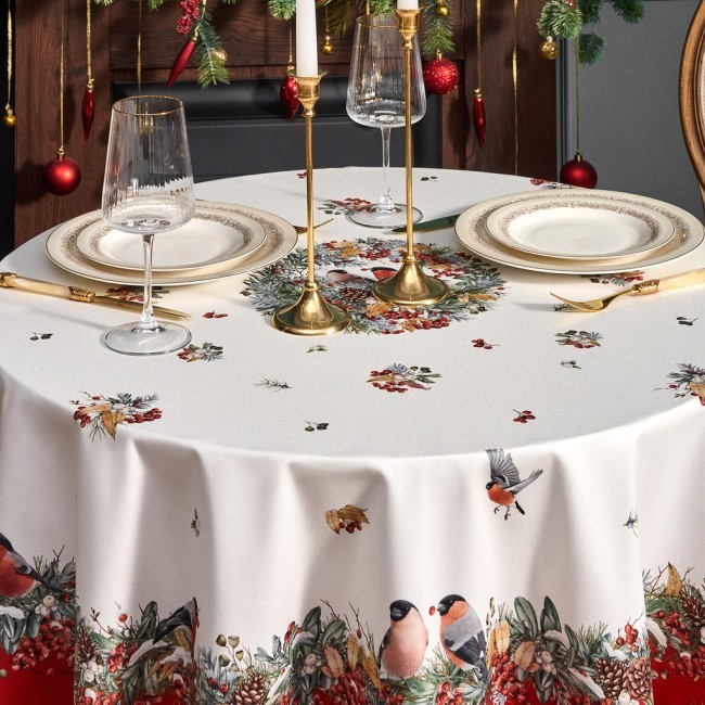 Скатерть круглая "морозко . снегири"150см ,красный, 100% хлопок ,твил с пропиткой Lefard (850-745-23) Скатерть круглая "морозко . снегири"150см ,красный, 100% хлопок ,твил с пропиткой Lefard (850-745-23)