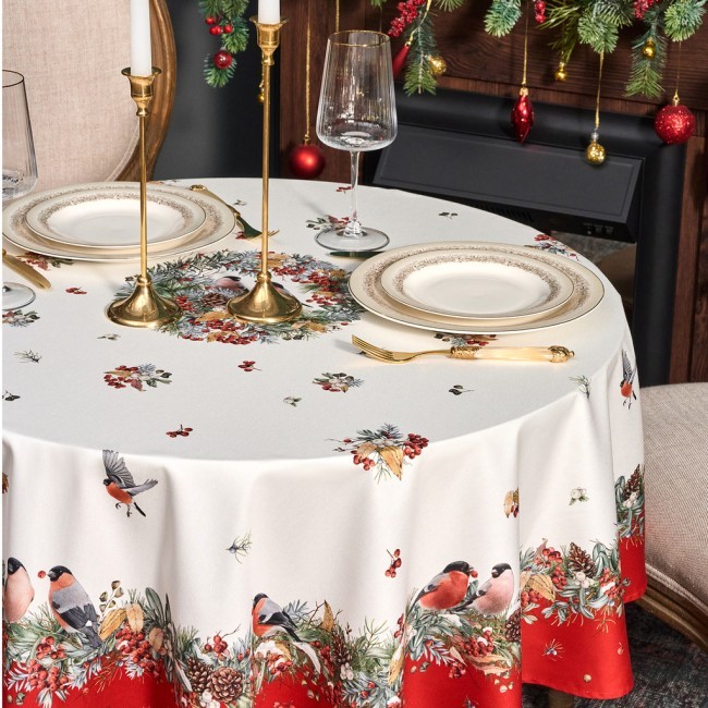 Скатерть круглая "морозко . снегири"150см ,красный, 100% хлопок ,твил с пропиткой Lefard (850-745-23) Скатерть круглая "морозко . снегири"150см ,красный, 100% хлопок ,твил с пропиткой Lefard (850-745-23)