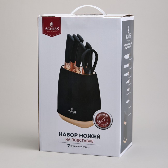 Набор ножей agness на пластиковой подставке, 7 предметов Agness (911-784) Набор ножей agness на пластиковой подставке, 7 предметов Agness (911-784)