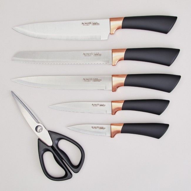 Набор ножей agness на пластиковой подставке, 7 предметов Agness (911-784) Набор ножей agness на пластиковой подставке, 7 предметов Agness (911-784)
