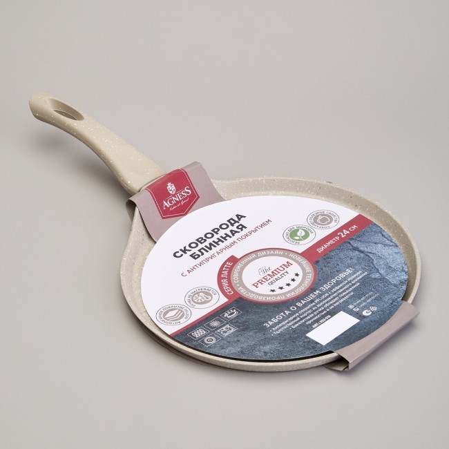 Сковорода блинная agness с антипригарным покрытием "latte", 24х2см, индукционное дно Agness (932-519) Сковорода блинная agness с антипригарным покрытием "latte", 24х2см, индукционное дно Agness (932-519)
