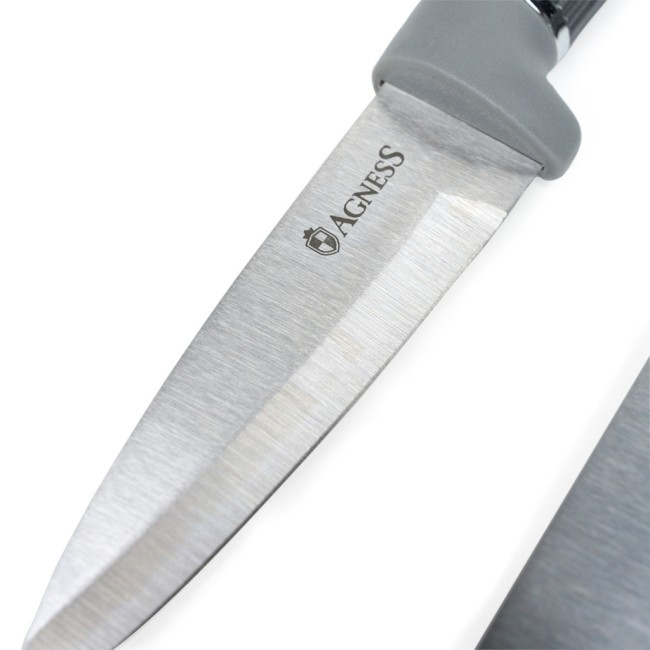 Набор agness из 10пр: 5 ножей, 4 доски и подставка, цвет: черно-серый Agness (671-215) Набор agness из 10пр: 5 ножей, 4 доски и подставка, цвет: черно-серый Agness (671-215)