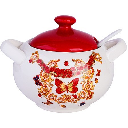 Сахарница с крышкой 375мл с ложкой 3пр Романтика доломит LR (30778) Сахарница с крышкой 375мл с ложкой 3пр Романтика доломит LR (30778)