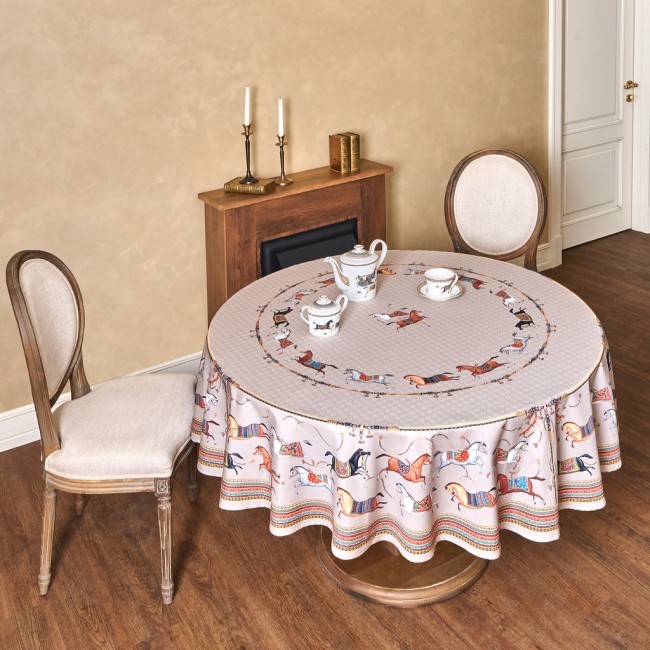 Скатерть круглая "passage" 190см ,капучино, 100% хлопок,твил,пропитка Lefard (850-760-25)