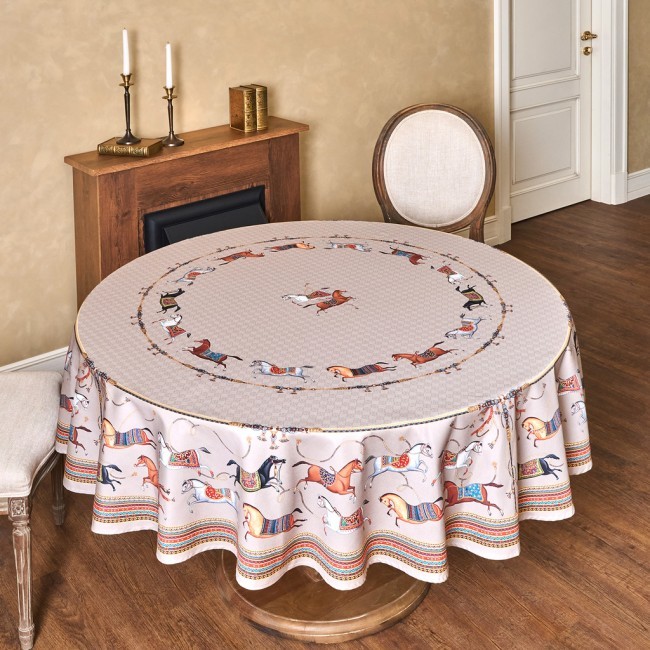 Скатерть круглая "passage" 190см ,капучино, 100% хлопок,твил,пропитка Lefard (850-760-25)