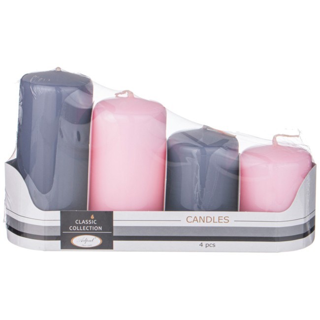 Набор свечей adpal из 4 шт 7/8/10/12*5 см серый и лавандовый Adpal (348-866)