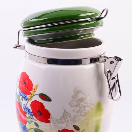 Банка для сыпучих 700мл Цветущие Маки доломит/металл LR (60277)