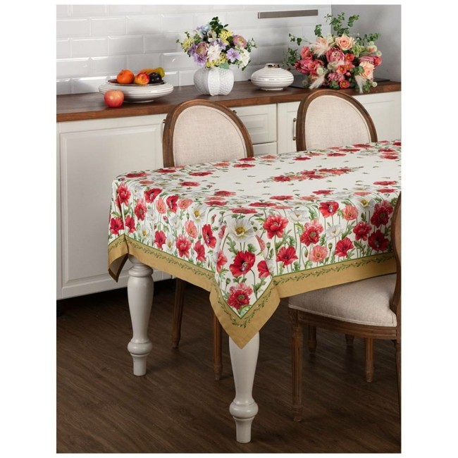 Скатерть "маки" 140х180 ,кремовый, 100% хлопок,твил Lefard (850-731-21)