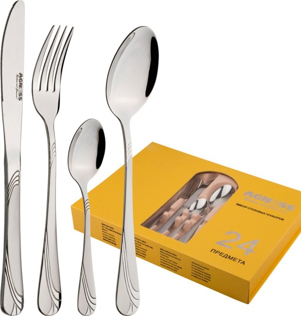 Набор столовых приборов на 6 персон 24 пр.: 6ложек,6вилок,6ножей,6чайных ложек Agness (922-102) Набор столовых приборов на 6 персон 24 пр.: 6ложек,6вилок,6ножей,6чайных ложек Agness (922-102)