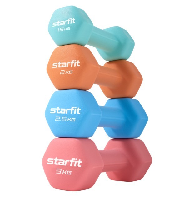 Гантель неопреновая STARFIT DB-201 3 кг, коралловый (2103517)