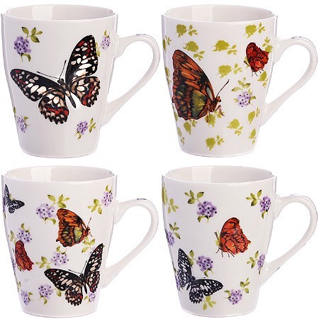 Кружка 340мл Бабочки (мин.4шт) LR (26586) Кружка 340мл Бабочки (мин.4шт) LR (26586)