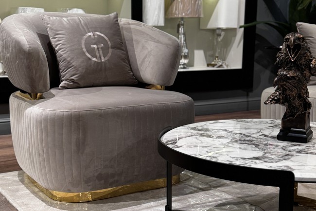 Кресло Glarus, велюр серый 90*88*86см (TT-00009826)