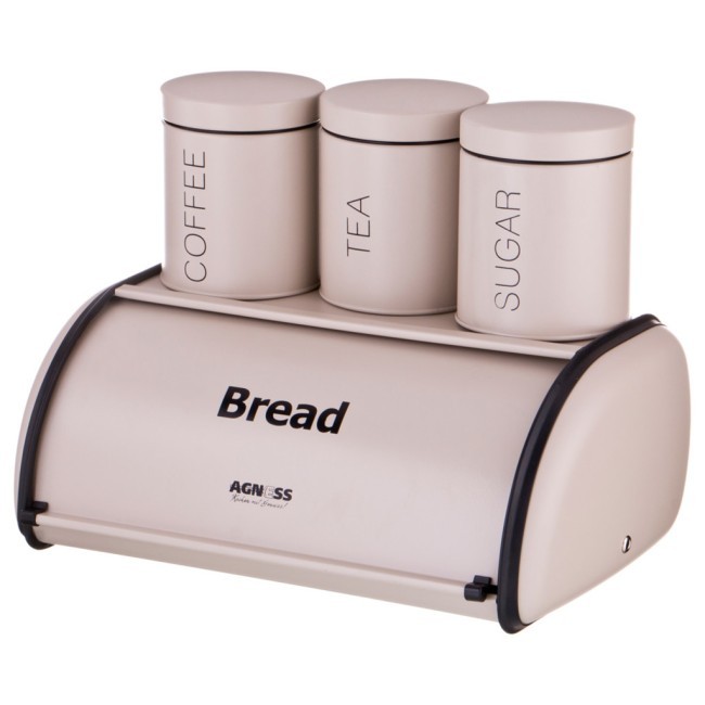 Хлебница agness "velour" металл.35,5х23х14,5см с 3-мя банк. д/сып. прод. d10см, выс12см, 950мл Agness (938-048) Хлебница agness "velour" металл.35,5х23х14,5см с 3-мя банк. д/сып. прод. d10см, выс12см, 950мл Agness (938-048)