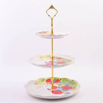 Конфетница 3х-ярусная Цветущие Маки доломит LR (60287) Конфетница 3х-ярусная Цветущие Маки доломит LR (60287)