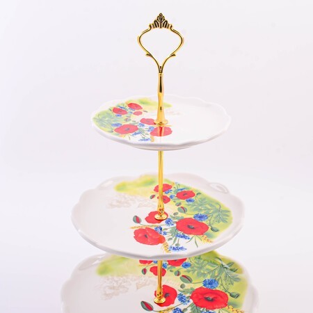 Конфетница 3х-ярусная Цветущие Маки доломит LR (60287) Конфетница 3х-ярусная Цветущие Маки доломит LR (60287)