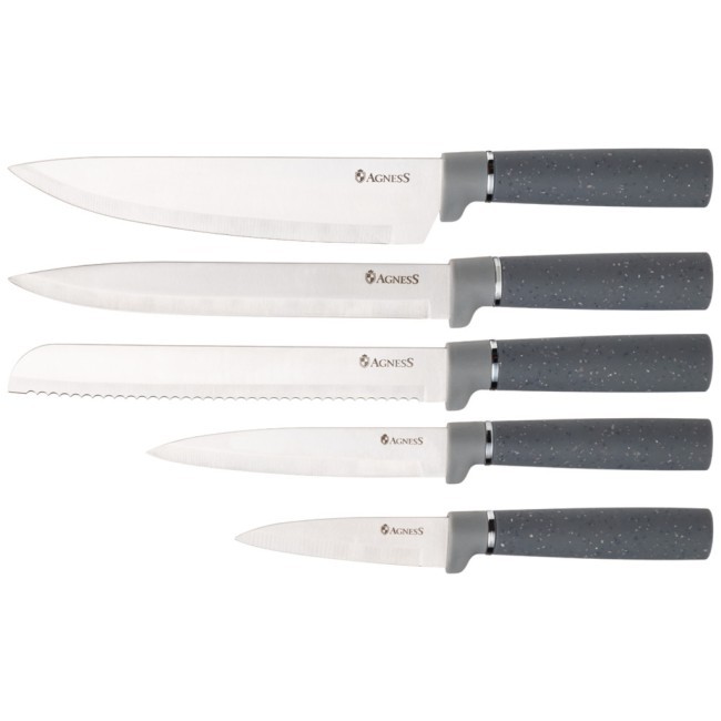 Набор agness из 12пр: 5 ножей,доска,подставка,половник,ложка,лопатка,шумовка,ложка для спагетти Agness (671-201)