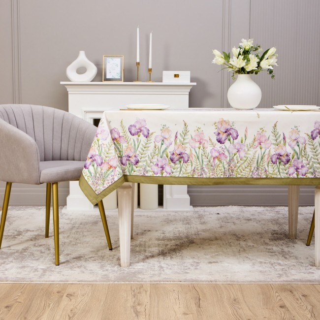 Скатерть "ирисы" 140х180см ,белый, 100% хлопок,твил пропитка Lefard (850-743-2) Скатерть "ирисы" 140х180см ,белый, 100% хлопок,твил пропитка Lefard (850-743-2)