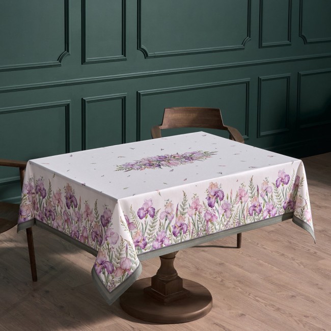 Скатерть "ирисы" 140х180см ,белый, 100% хлопок,твил пропитка Lefard (850-743-2)