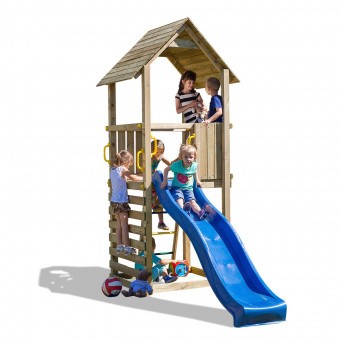 Набор для игровой площадки: детский домик с песочницей и 2скатной крышей и горкой (PS217-02)