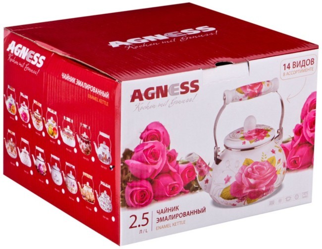 Чайник agness эмалированный, серия озорные коты, 2,5л, подходит для индукцион. плит Agness (934-357) Чайник agness эмалированный, серия озорные коты, 2,5л, подходит для индукцион. плит Agness (934-357)
