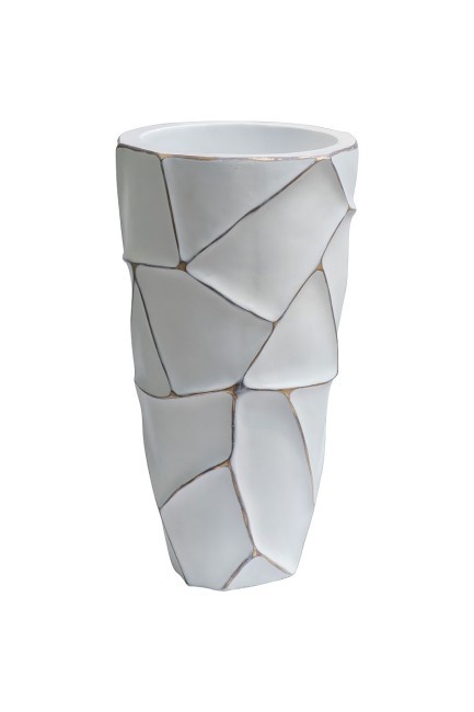 Кашпо d26*48см белое с золотом (TT-00008328)