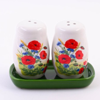 Набор для специй 3пр Цветущие Маки доломит LR (60283)