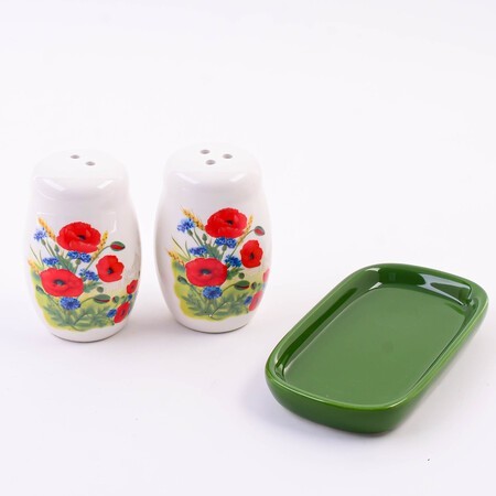 Набор для специй 3пр Цветущие Маки доломит LR (60283) Набор для специй 3пр Цветущие Маки доломит LR (60283)