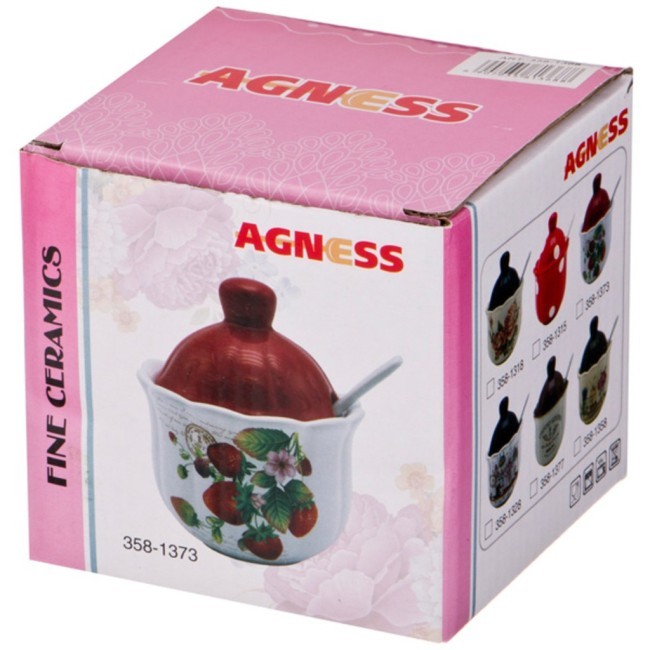 Сахарница с ложкой agness "лавандовая весна" 10*11,5 см 240 мл Agness (358-1338)