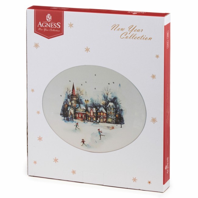 Блюдо овальное agness "с новым годом!" 31,5*25,5*3 см Agness (358-2340)