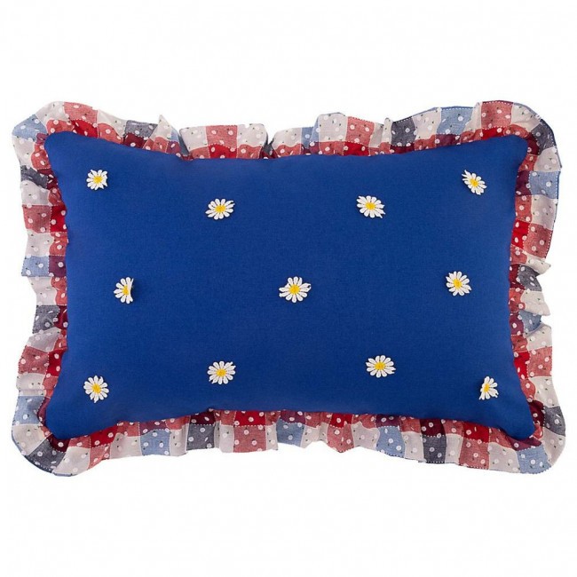 Подушка декоративная  "индиго" ,40х60см,100% хлопок,синий+клетка,синтипон SANTALINO (850-883-61)