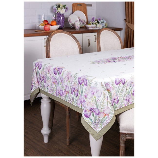 Скатерть "ирисы" 160х220см ,белый, 100% хлопок,твил пропитка Lefard (850-743-21)