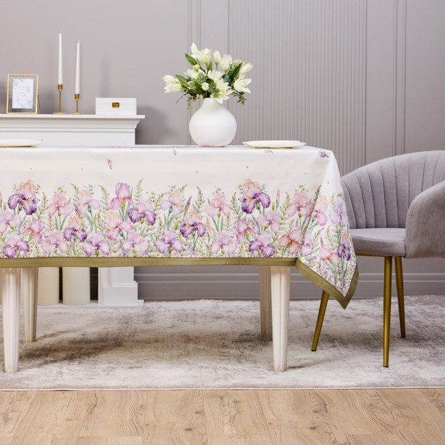 Скатерть "ирисы" 160х220см ,белый, 100% хлопок,твил пропитка Lefard (850-743-21)