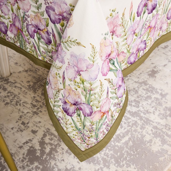 Скатерть "ирисы" 160х220см ,белый, 100% хлопок,твил пропитка Lefard (850-743-21)