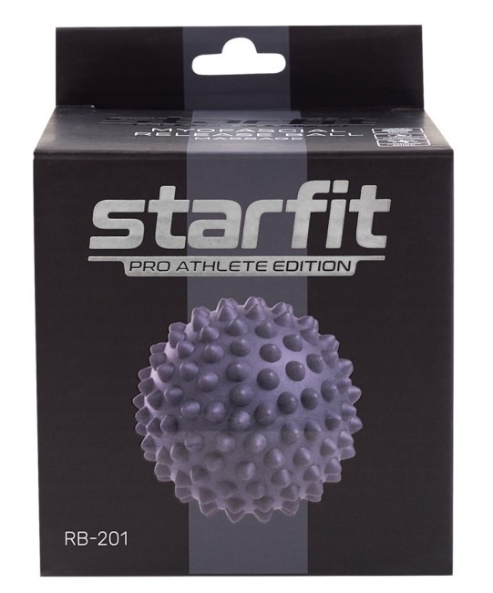 Мяч для МФР Starfit RB-201, 9 см, поливинилхлорид, массажный, серый (1041686)
